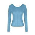 thumbnail image 7 of Fesfesfes Gym Tops Women's Hollowed Out Backless Top Tight Long Sleeve Crop Half High Neck Solid Color Teen Girls Tops M(US:6), 7 of 7