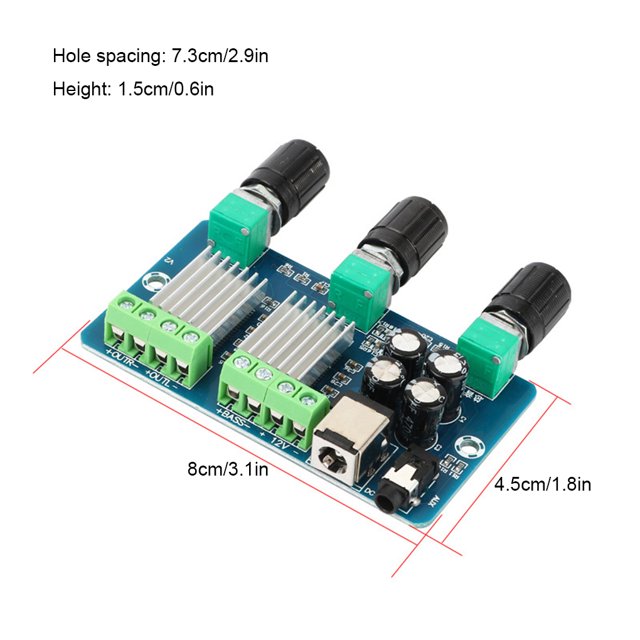 Digital Amplifier Board 15W 30W Audio Accessory Practical Amplify DC 12V Speaker Component Adjustable Tuning Part Replacement for YAMAHA