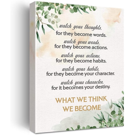 Inspirational Print Positive Watch Your Thoughts Quotes Paintings Canvas Wall Art Poster Artwork Ready to Hang Modern Home Office Classroom Decor