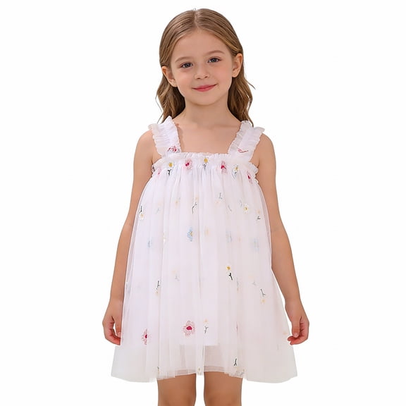 XXWXYD Girls Tulle Pinafore Dress Suspender Overalls Casual Spring Dance Short Dress Toddler Kids Party Wear Playtime Outfit Summer Loose Fit Cute Dresses