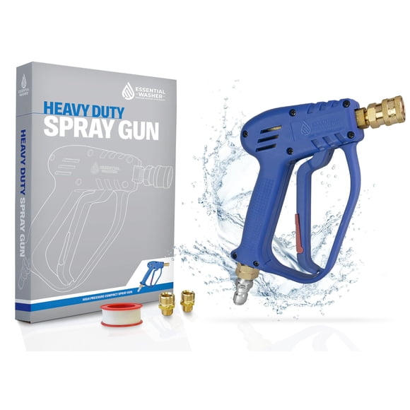 Pistola hidrolavadora corta Essential Washer con conexión rápida de latón y adaptadores M22, compatible con cañón de espuma | Agua a alta presión de 4000 PSI