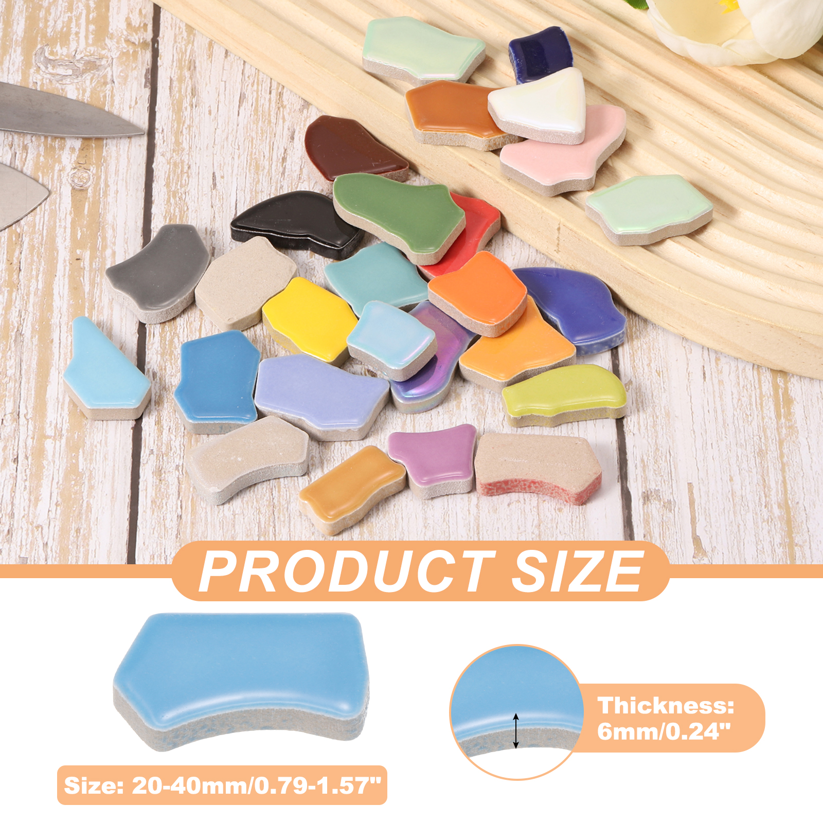Uxcell 500g/1.1LB Irregular Ceramics Mosaic Tiles, 0.79"-1.57" Mosaic Stained Tile Broken Porcelain Pieces Stones Bulk for DIY Craft Making Vases Home Decoration, Lake Blue