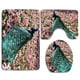 thumbnail image 1 of ABPHQTO Hermoso pavo real en flores Juego de alfombras de baño de 3 piezas Alfombra de baño Alfombra de contorno y tapa de inodoro, 1 of 2
