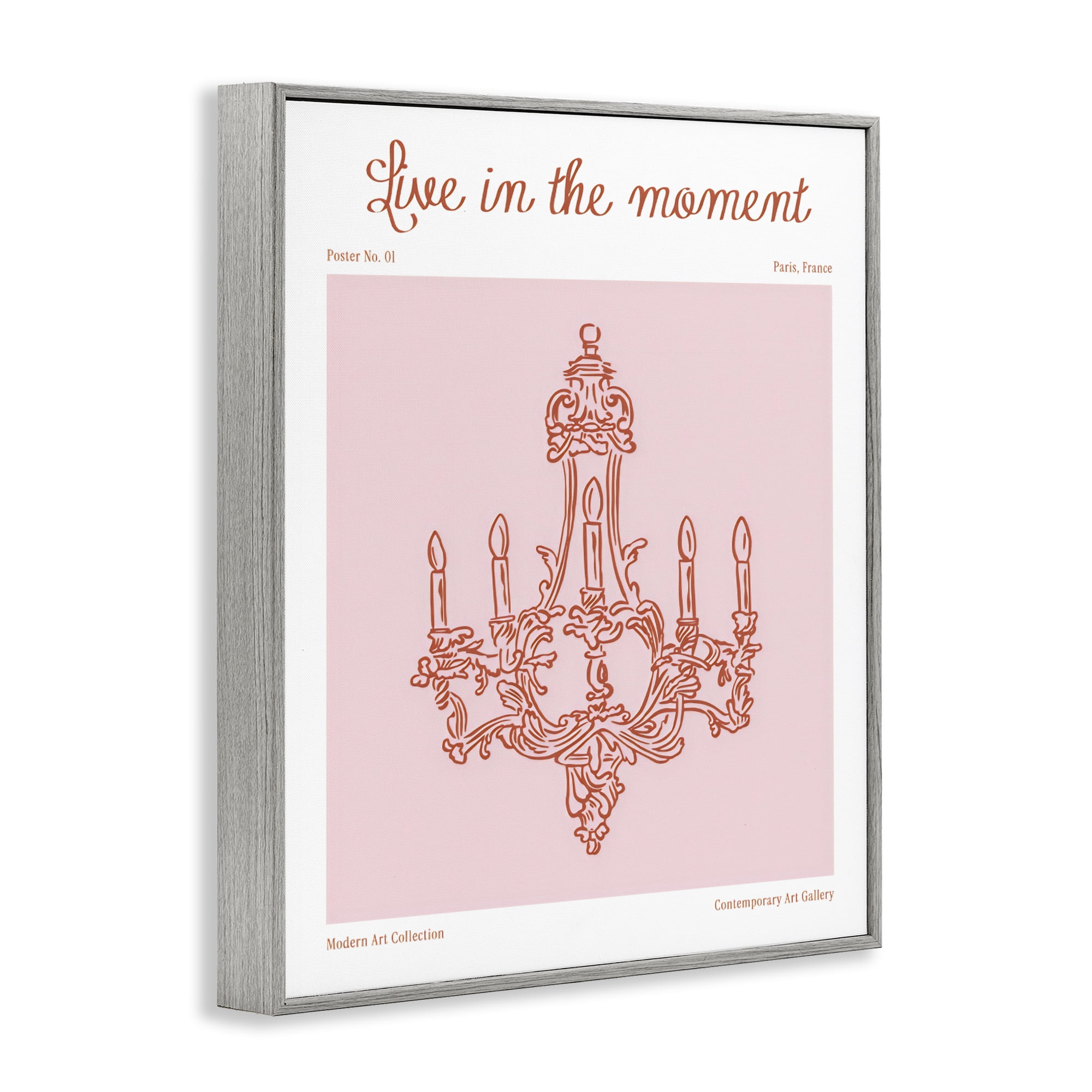 Stupell Industries Live In The Moment Chandelier Gray Framed Giclee Art, design by The Prints Vibe