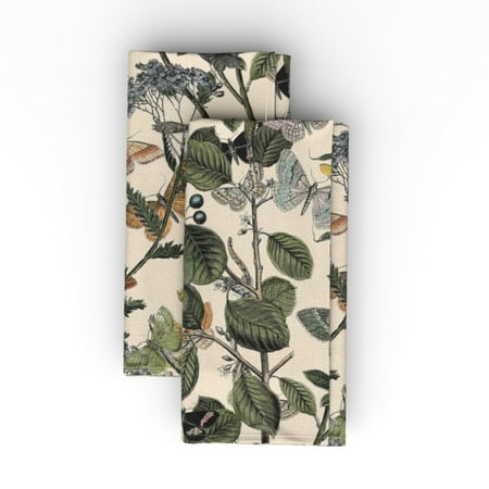 

Cotton Sateen Dinner Napkins (Set of 2) - Autumn Butterflies Garden Butterfly Botanical Plants Bugs Fall Vintage Style Nature Print Cloth Dinner Napkins by Spoonflower
