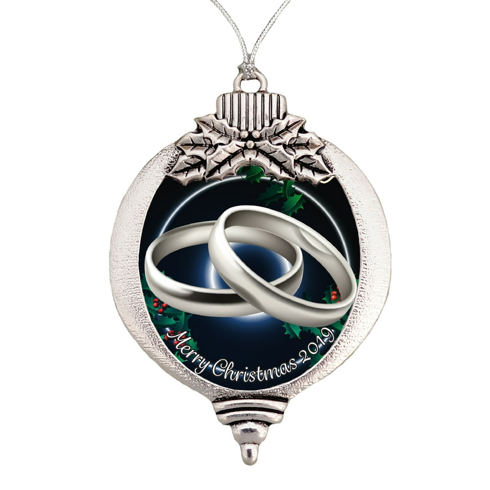 Silver Wedding Rings Merry Christmas 2020 Ornament Gift