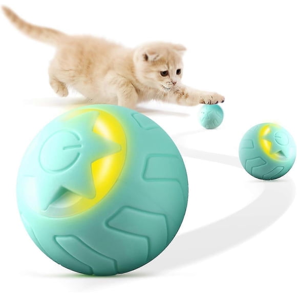 Interactive Cat Toy Ball with LED Lights - Automatic Rolling Kitten Toy with Intelligent Obstacle Avoidance & Quiet Play for Indoor Cats