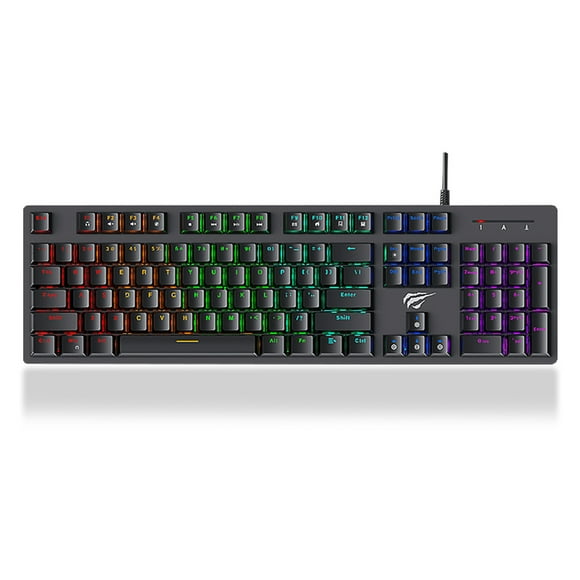 KB858L Wired RGB Professional Mechanical Blue switch, Adjustable Backlit style, All-metal plate 104 keys gaming Keyboard_Black