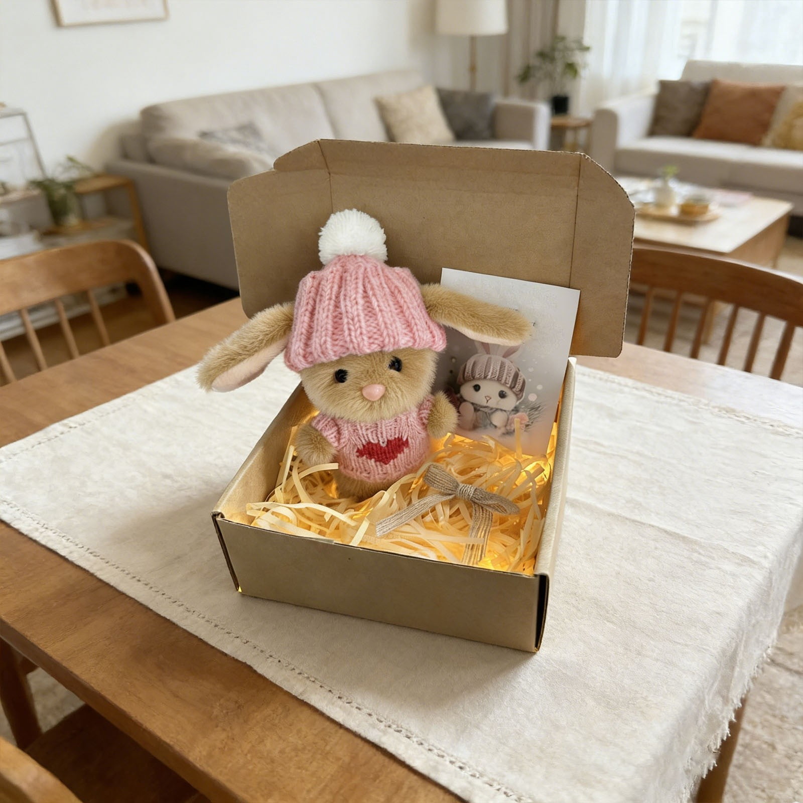4PC Handmade Mini Bunny Hug Cute Easter Gift with Card, 2026 New Soft Plush Rabbit Mini Bunny Hugs in Box, Easter Basket Bunny Stuffer, Easters Basket Essentials Gifts