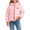 thumbnail image 2 of WAVSUF Girls Hooded Puffer Jacket with Zipper Lightweight Long Sleeve Winter Warm Coat Pink 7-8, 2 of 9