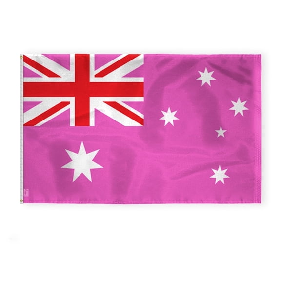 AGAS Australia Pink Pride Flag 4x6 Ft - Printed 200D Nylon - Brass Grommets Stitched Edges Fade Proof Sharp Vivid Colors - Aussie Pink Pride Flag