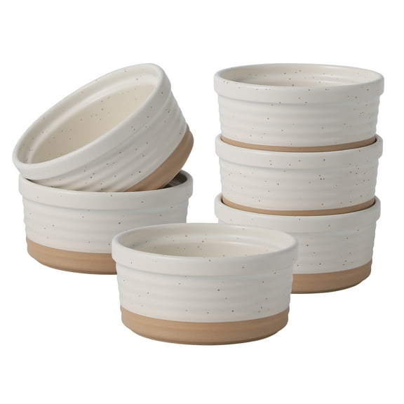 Frewinky Ceramic Ramekins 8oz,Creme Brulee Ramekins & Souffle Dishes for Oven,Mini Bowls for Pudding,Serving Dip, Custard, Ice Cream,set of 6