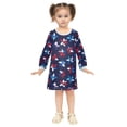 thumbnail image 2 of Girls' long-sleeved dress Windmill White and Blue Girls' A-line dress with ribbed cuffs Soft and comfortable, 2 of 6