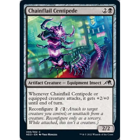 Collectible MtG Kamigawa Neon Dynasty Common Chainflail Centipede (FOIL) #90