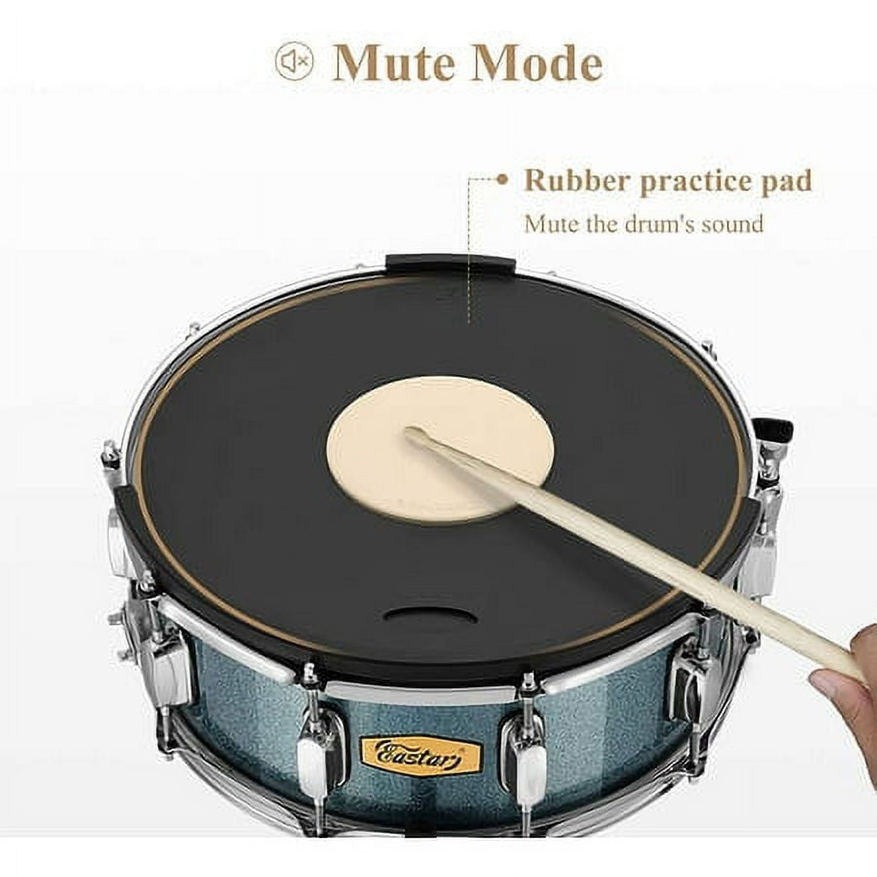 Pad Eastar Practice Kit, Drum Student Set Snare Stand, Sticks, Beginner Blue with Mute Starry