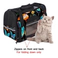 thumbnail image 4 of Flower Butterfly Fabric 900D Oxford Cloth Pet Carrier Bag with Sherpa Base Material and Nylon Webbing - 17x10x11.8 in - 43x26x30 cm, 4 of 7