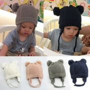Cute Newborn Baby Boys and Girls Winter Warm Warm Solid Color Casual Bear Knit Cap Beanie Hat