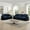 Blue, variant on 2 Pcs Sectional Sofas Set, 3-Seater + Loveseat with Removable Ruffles Pleats Skirts and Wooden Legs, Chenille Cloud Couch Set for Living Room, Light Coffee