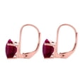 thumbnail image 3 of MauliJewels Earrings for Women 2.1 Carat 7x5MM Oval Created Ruby Leverback Earrings Carat 14K Rose Gold 4-prong, 3 of 5