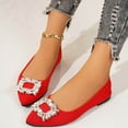 thumbnail image 4 of Miluxas Women's Rhinestones Pointed Top Flats Shoes,Comfort Slip on Flat Loafers Fashion Sparkly Wedding Party Ballerina Dress Shoes Red 9.5(43), 4 of 6