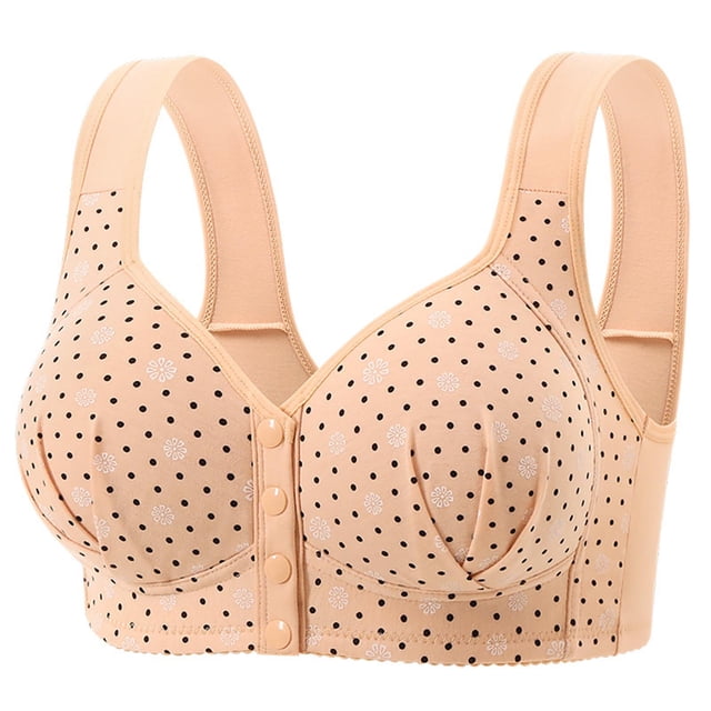 UNITWRY Front Closure Bras for Women Printed Floral Large Size Without Underwire Solid Color Lace Bras Support Plus Size Bra