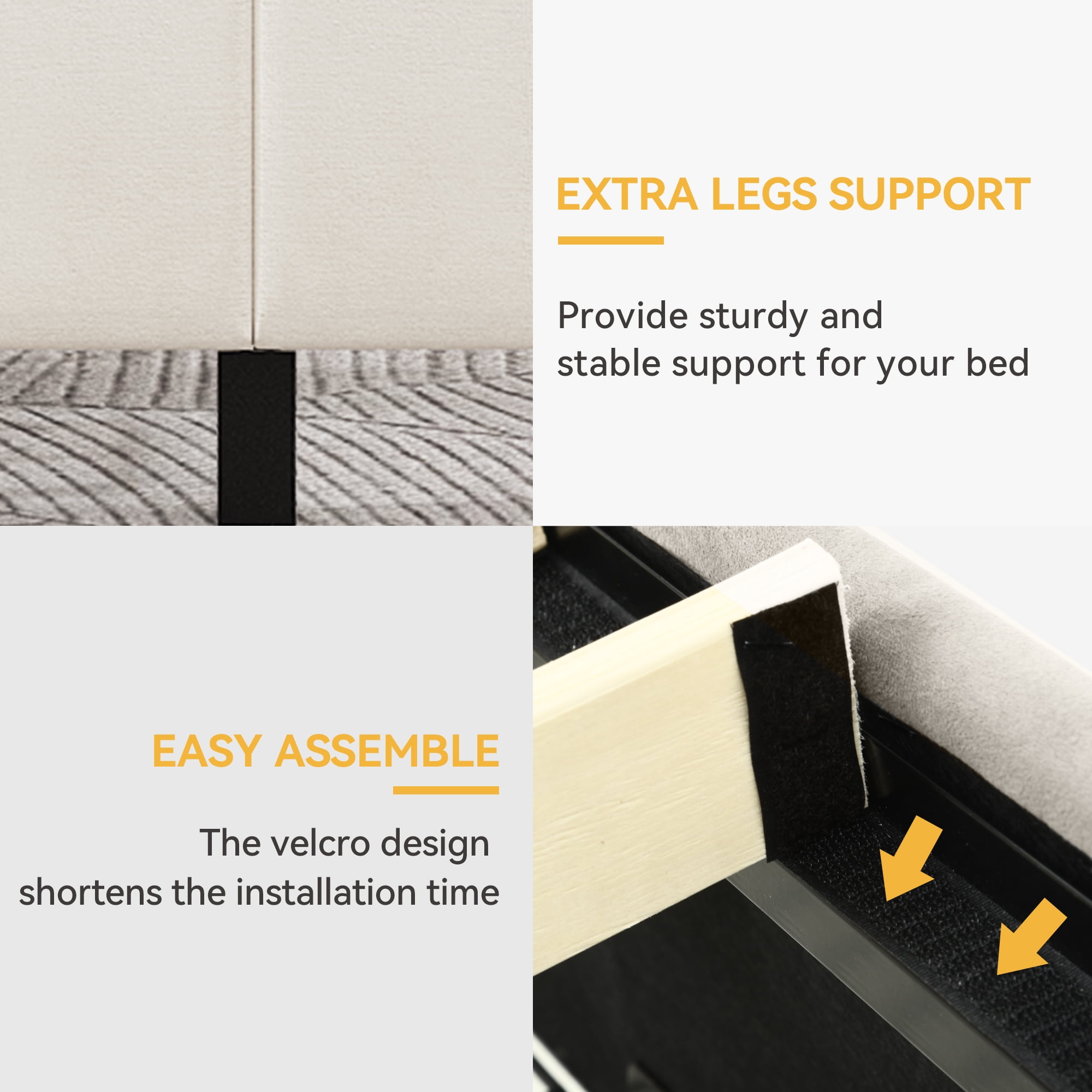 Dextrus King Size Storage Bed Frame with Headboard & 4 Drawers,No Box Spring Needed, Beige