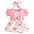 thumbnail image 4 of Mnyotv Baby Girl Dress Romper Summer Outfits Short Sleeve Ruffle Top Skirts with Headband 2Pcs Set Size 3-6Months, 4 of 7