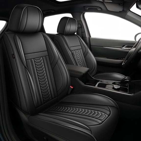 DIKSOAKR Car Seat Covers Front Seats for Chevrolet Chevy Malibu 2007-2025 2026 Waterproof Leather Seat Covers Cushion Comfort Car Seat Protector Compatible Airbag Black,Front Set(2 Seats)