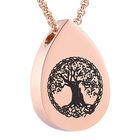 Teardrop Urn Necklaces for Ashes Tree of Life Memorial Ashes Lockets, Cremation Jewelry Keepsake Pendant for Ashes for Women for Men