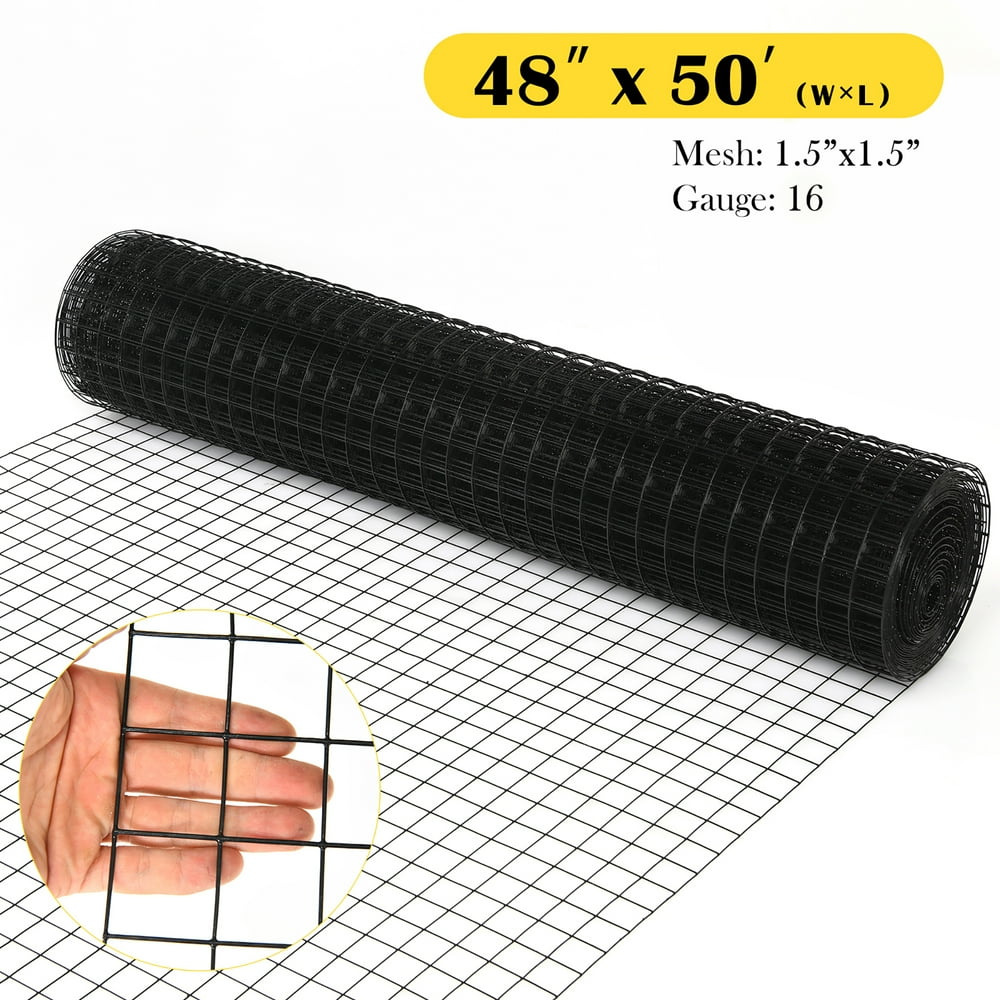 Costway 48''x50’ Hardware Cloth 16 Gauge Black Vinyl Coated Welded Wire