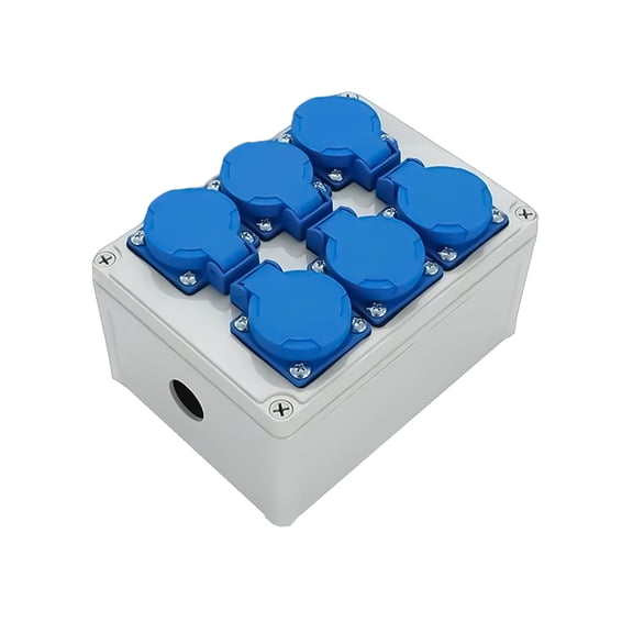 6 Hole Wall Socket Power Distributor Box 220V 10Amp Wall Mounted Outdoor Socket Box Construction Power Distributor