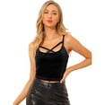 thumbnail image 1 of INSPIRE CHIC Camiseta sin mangas con tirantes finos de terciopelo y tirantes finos para mujer Negro XL, 1 of 6