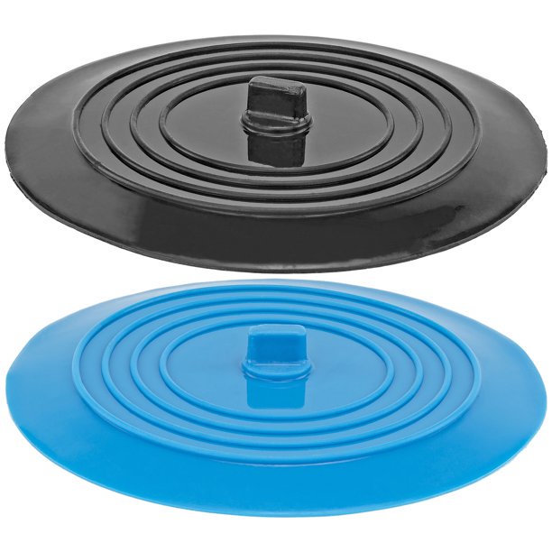 Juego de 2 tapones para desagüe de fregadero de silicona, azul y negro Xemadio HQ-190