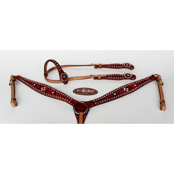 Horse Show Bridle Western Leather Rodeo Headstall Breast Collar 8806A