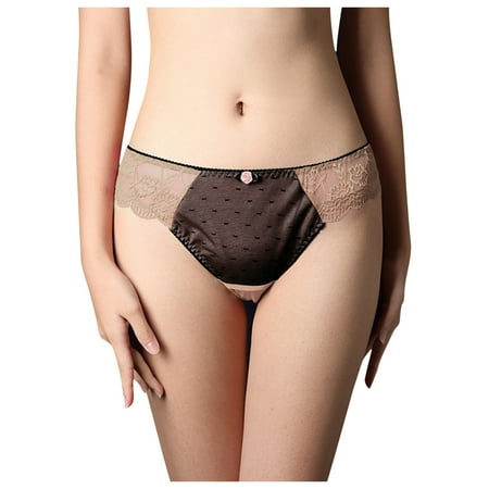 

Womens Lace Panties Beige Cutout Thongs 1-Pack