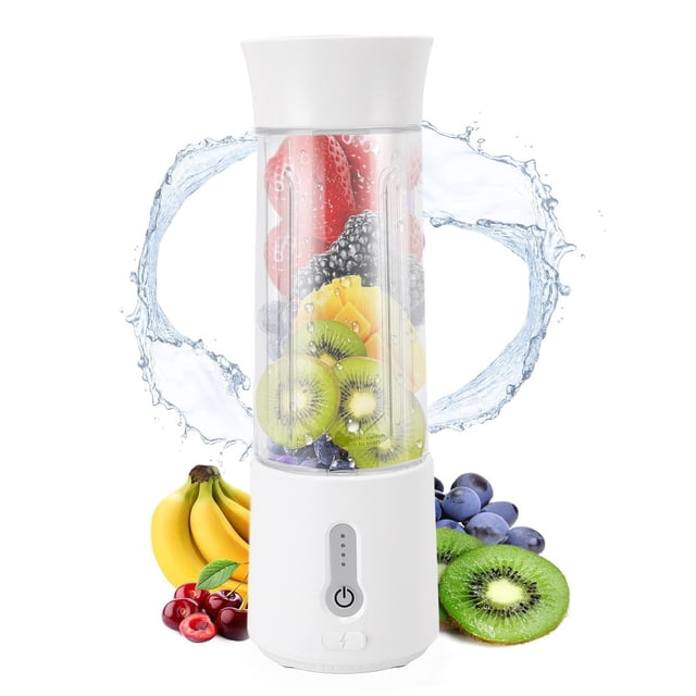 Portable Blender, 500ml USB Rechargeable Smoothie Blender One Click Operating 6 Blades Electric for Gym Kitchen