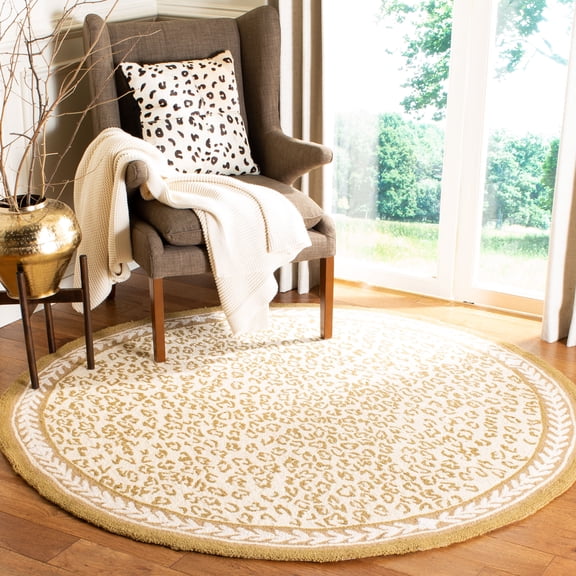 Safavieh Chelsea Doriane Bordered Wool Area Rug, Ivory, 8' x 8' Round