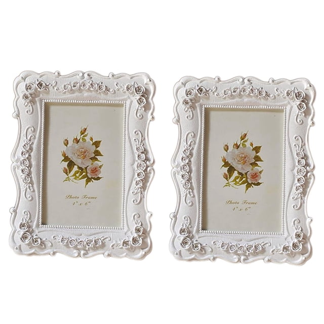 2X 6 Inch Retro White Photo Frame Photo Display Photo Frame Poster Home Decoration Wall Hanging Photo Frame