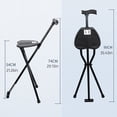 thumbnail image 4 of Queroig 300 Lbs Crutch Stool with Seat Lightweight Folding Walking Stick Chair Portable Cane for Senior Elderly Camping Hiking, 4 of 7