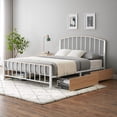 thumbnail image 4 of Queen Platform Bed Frame, White Metal Platform Bed Frame with 4 Drawers and Headboard, 4 of 5