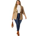 thumbnail image 3 of Women's Plus Size Jacket Drop Shoulder Moto Stretch Long Sleeves Drape Suede Cardigans Dark Khaki 4X, 3 of 7