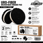 Buff and Shine URO-Fiber Microfiber Finishing Pad, 3 Inch, Black, 2 Pack, 392MFP-BK