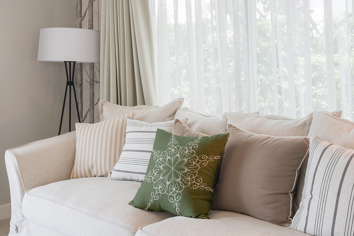 20" x 20" Simply Daisy Snowflake Polyester Accent Pillow, Sage Green (1 Count)