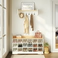 thumbnail image 2 of Dextrus Industrial Entryway Hall Tree Garment Coat Rack with Shoe Bench, Storage Shelves, Beige, 2 of 5