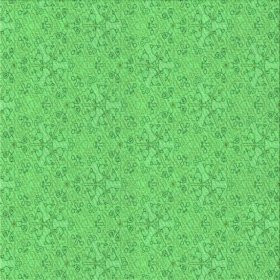 Ahgly Company Machine Washable Indoor Square Transitional Neon Green Area Rugs, 7' Square