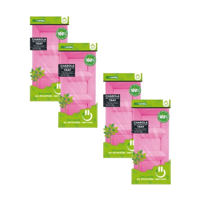 12 Piezas Charola Botanera Party Is On Color Rosa Rectangular 3 Divisiones Biodegradable Ecofriendly Desechables Botana Comida Fiesta Eventos Adornos Decoracion Reunion Diseño Practico Botana Mesa