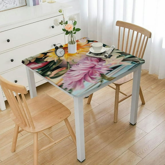 nygtbtfer Outdoor Tablecloth with Umbrella Hole & Zipper, Square Tablecloth , Blue Plaid Floral Botanical Eggs Patio Table Cover Table Cloth for Picnic/Party