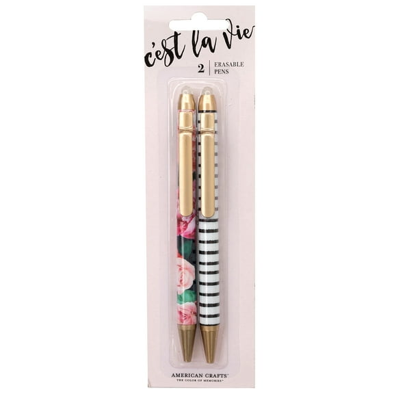 American Crafts Pens 2/Pkg-Floral and Stripes