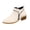 Beige, variant on Women’s Metal Zipper Pointed Toe Ankle Booties, Faux Suede Low Stacked Block Heel Short Chelsea Boots, Side Zip Casual Shoes Beige 5.5(36)