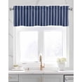 thumbnail image 2 of Navy Blue Stripes Linen Curtain Valance for Bedroom/Bathroom/Kitchen/Living/Dining Room Window,Geometric Vertical Striped Modern Minimalist Pocket Topper Drapes Decorative Cafe Drapery Panel 60"x18", 2 of 6